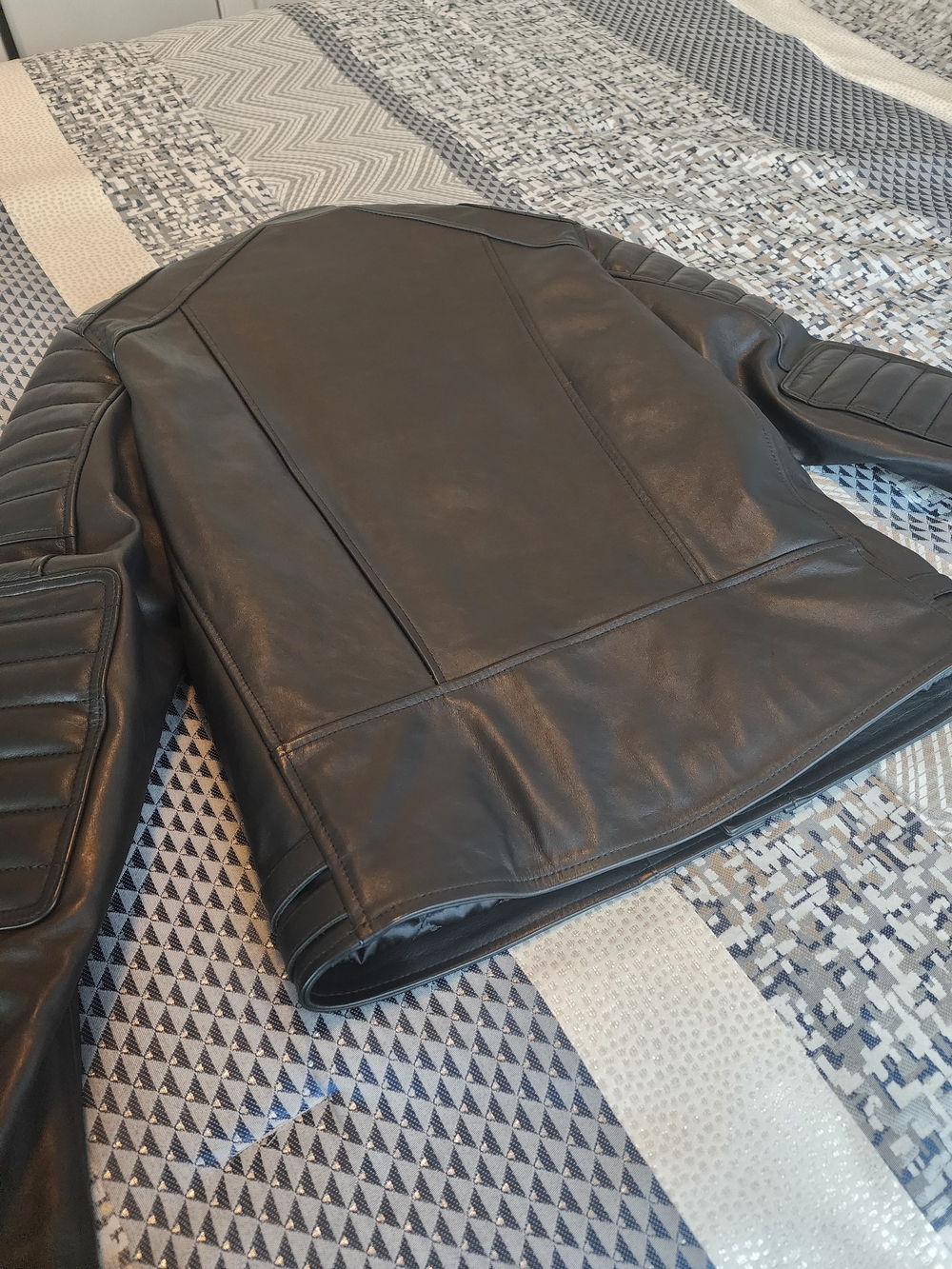 Sandro Black Leather Bomber Jacket with Silver Hardware - Picture 3 of 3
